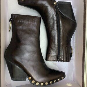 NWT Jeffery Campbell Women's 5.5 Metallic Black Leather Walton Studded Bootie